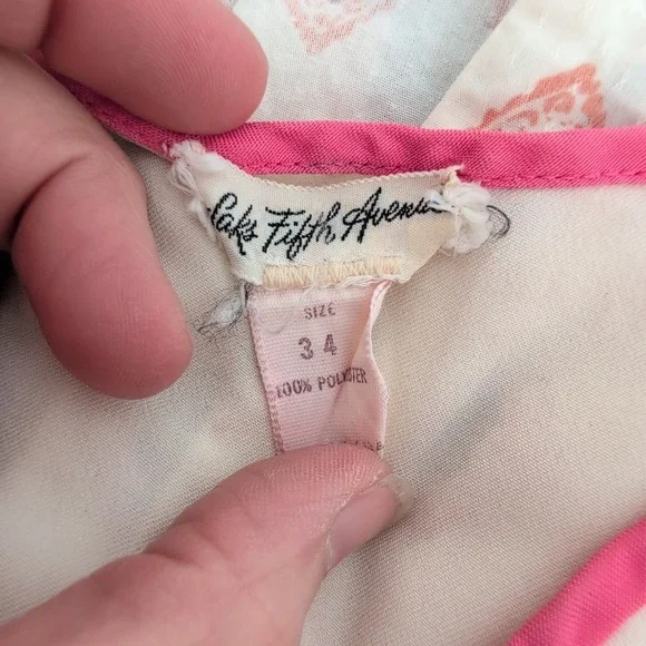 VTG 70s Saks Fifth Ave Cream‎ Pink Floral Lace Up Maxi Dress 34 Large Coquette - Picture 3 of 8